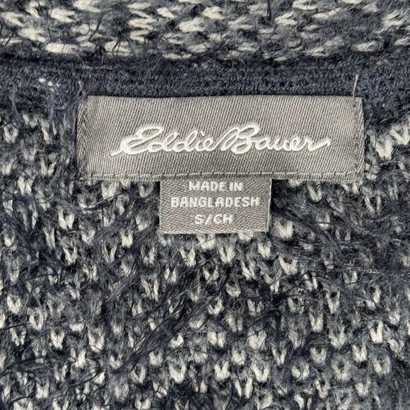 Eddie Bauer Sweater Women Small Gray Geometric Open Cardigan Neutral Minimalist - Picture 6 of 9